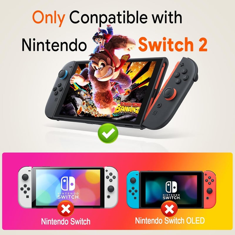Nargos Ergonomic Console Grip with 5 Game Slots for Nintendo Switch 2 (2025) - Perfect for Handheld Mode, Large Hands, and Comfortable Gaming - Hard Shell, Black (Not Compatible with Switch 1) - Image 2